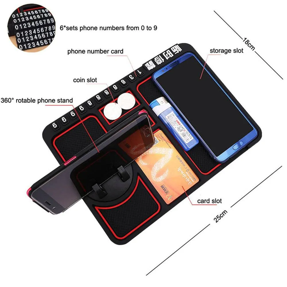 4 In 1 Multifunctional Car Phone Holder Anti-slip Pad Car