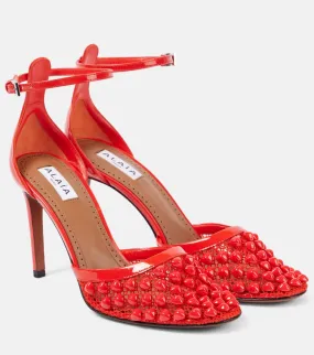 Alaia Studded mesh and leather pumps