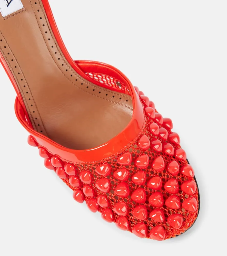 Alaia Studded mesh and leather pumps