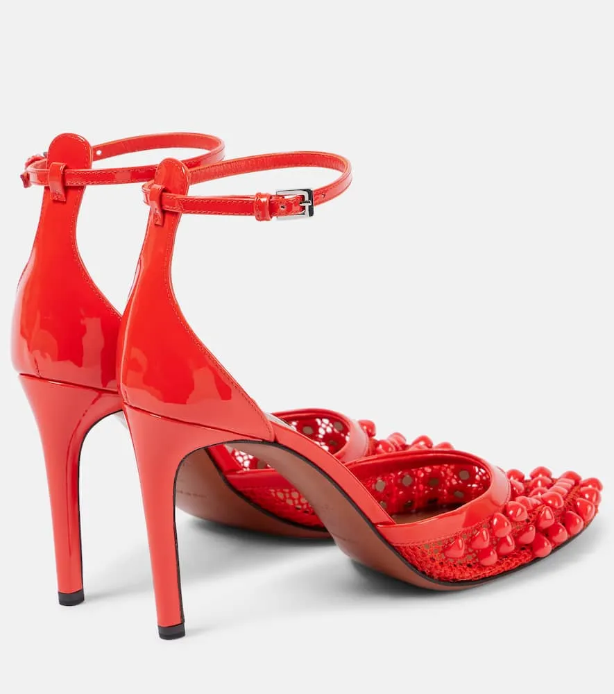 Alaia Studded mesh and leather pumps