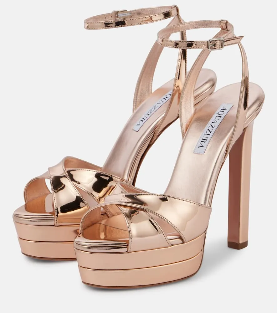 Aquazzura Divine mirrored leather platform sandals