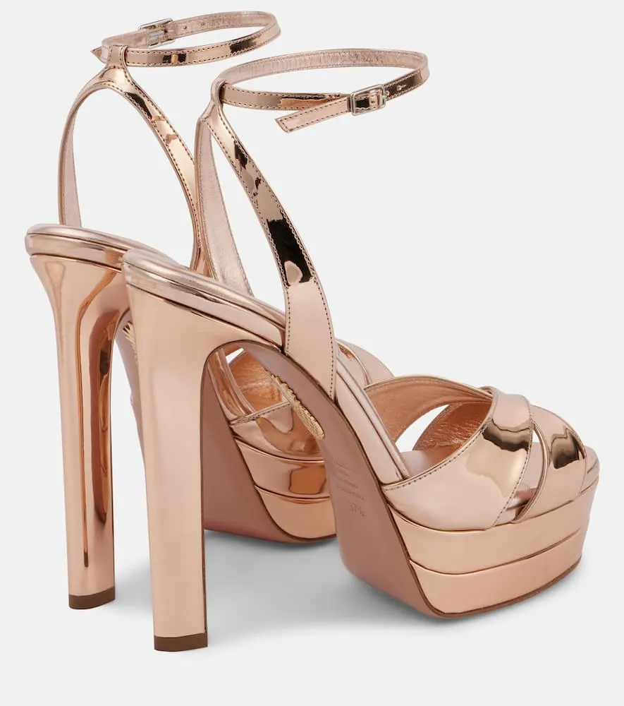 Aquazzura Divine mirrored leather platform sandals