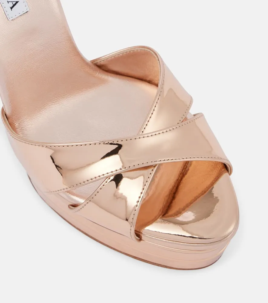 Aquazzura Divine mirrored leather platform sandals
