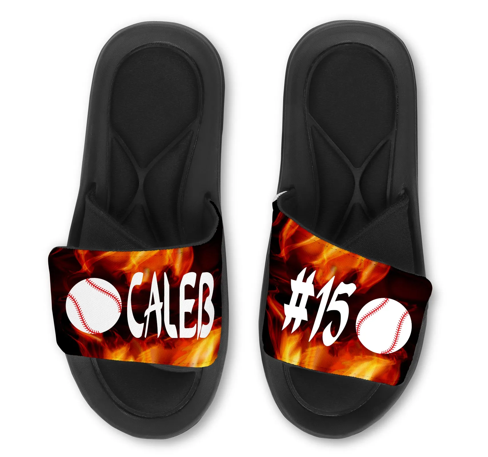 Baseball Flames Slides - Customize with Your Name
