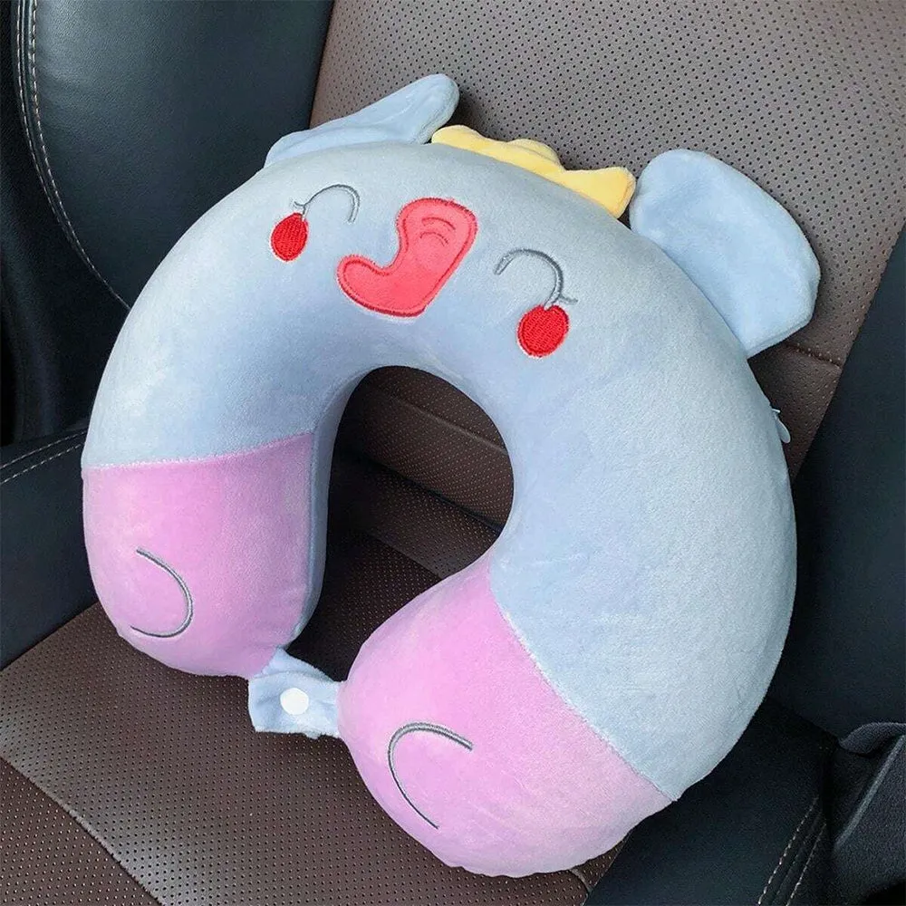 BLUE ELEPHANT SHAPED CAR NECK PILLOW