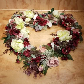Burgundy Berry Muehlenbeckia Heart Wreath