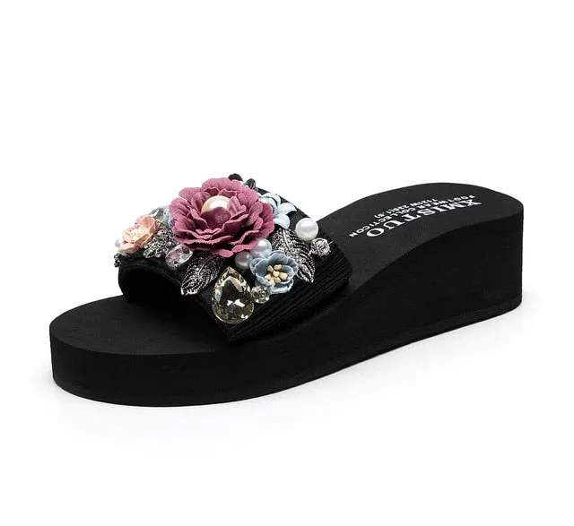 Casual Women Summer Comfort Slippers Fashion Wedge High Heel Woman