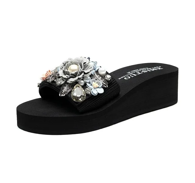 Casual Women Summer Comfort Slippers Fashion Wedge High Heel Woman