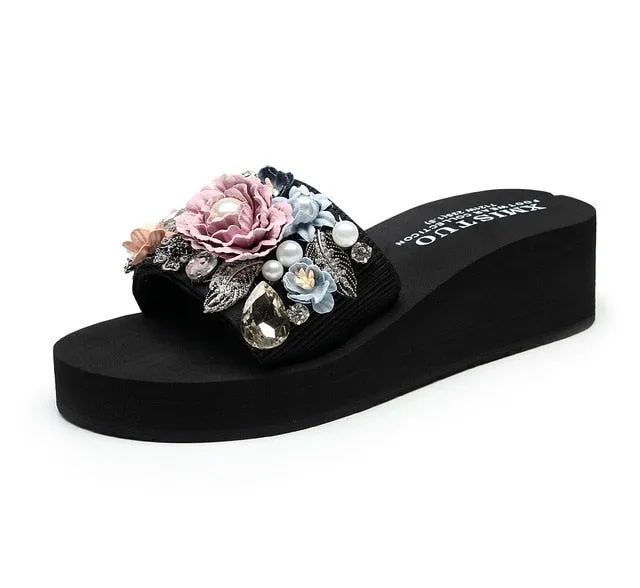 Casual Women Summer Comfort Slippers Fashion Wedge High Heel Woman