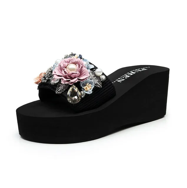 Casual Women Summer Comfort Slippers Fashion Wedge High Heel Woman
