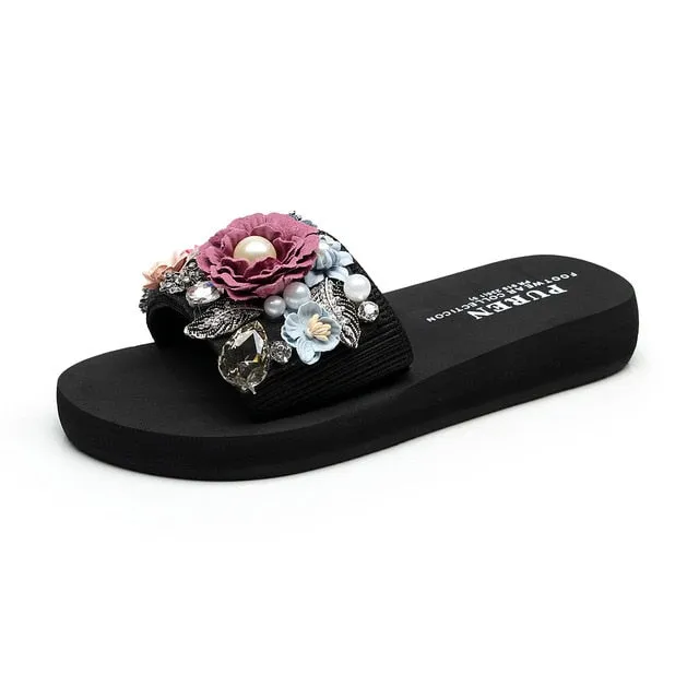 Casual Women Summer Comfort Slippers Fashion Wedge High Heel Woman