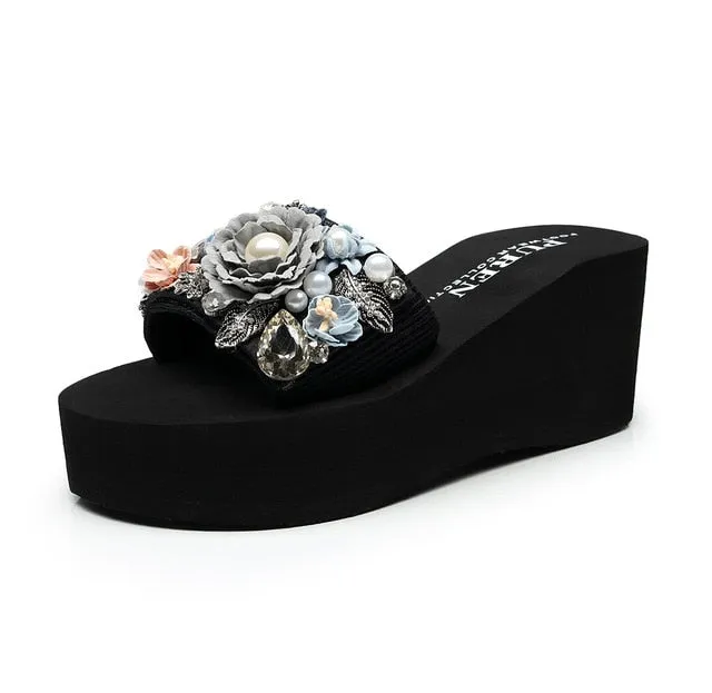 Casual Women Summer Comfort Slippers Fashion Wedge High Heel Woman