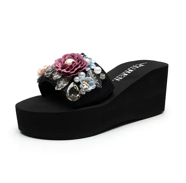 Casual Women Summer Comfort Slippers Fashion Wedge High Heel Woman