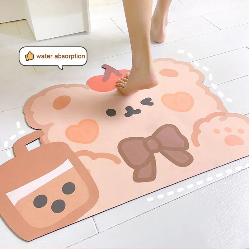 Kawaii Boba Bear Anti-slip Carpet