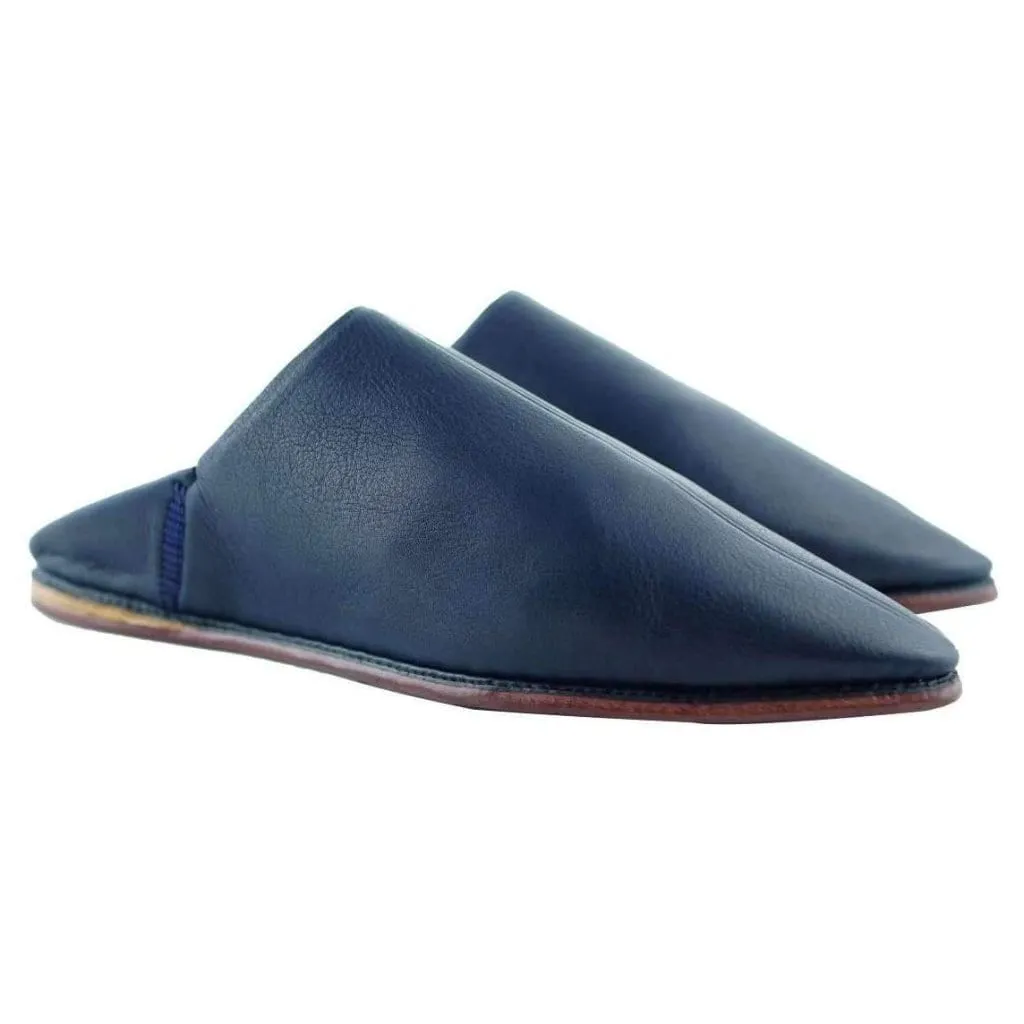 Men Moroccan Slipper in Navy Blue Leather
