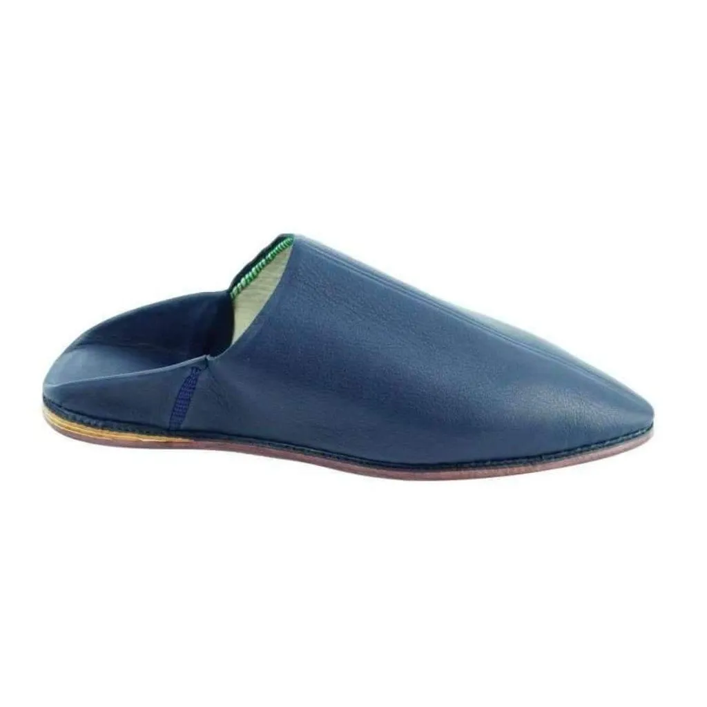 Men Moroccan Slipper in Navy Blue Leather