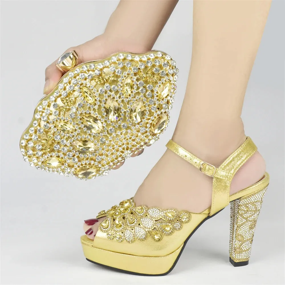 New Arrival Italian Party Shoes and Bag Set