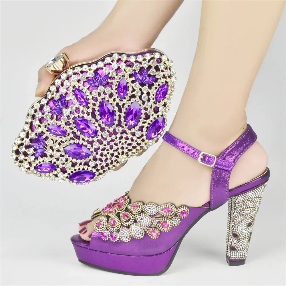New Arrival Italian Party Shoes and Bag Set