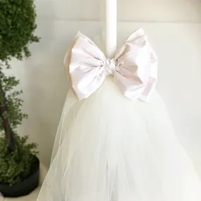 Orthodox Christening Candle - Large Silk Bow