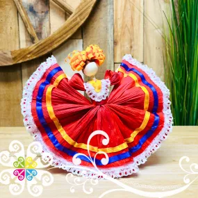 Single Small Corn Husk Doll - Wide Skirt