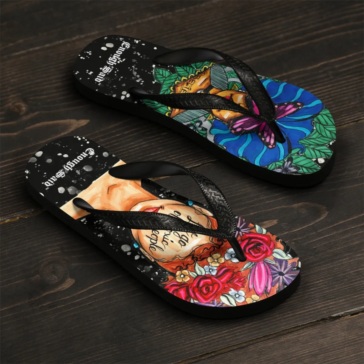 Unisex Flip Flops / Slippers - Mismatch Believe / Let go of the Toxic People